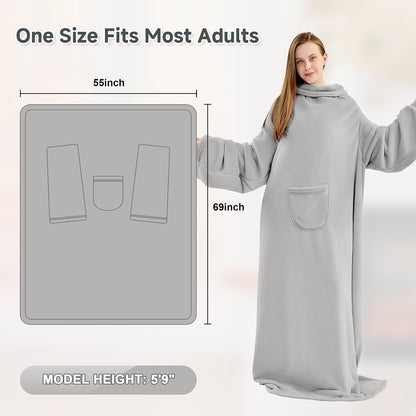 IFNOW Fleece Wearable Blanket with Sleeves, Oversized Snuggle Robe