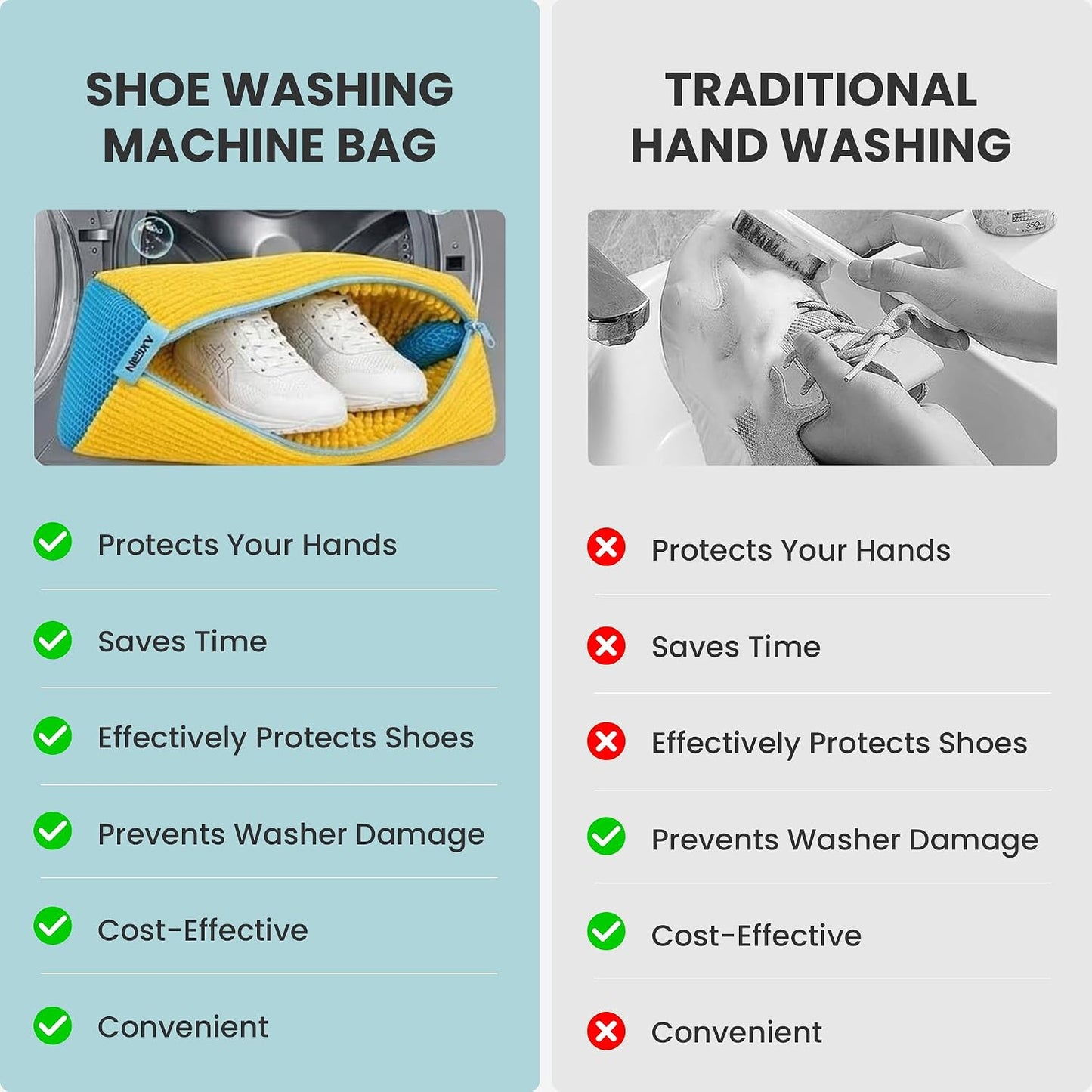 Shoe Washing Machine Bag for Washer and Dryer – 2pc Reusable Shoe Cleaning Bag for Sneakers & Tennis Shoes