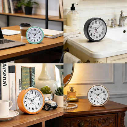 Lamisola 4 Inch Alarm Clock for Bedrooms, Small Analog Desk Clock, Black