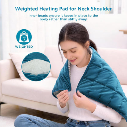Comfytemp Weighted Heating Pad for Back & Period, FSA Eligible Electric Heat Pad, Birthday Gift for Women Men Mom Dad & Father Day Gifts, 2.2 lb HSA Neck Shoulder Heated Pad, 2H Auto-Off, 12x24, Blue