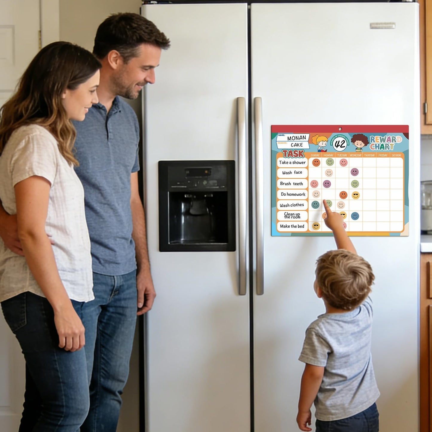 ANSTROUT Boho 32 Chore Charts Behavior Reward Chart System,Sticker Chore Chart Pad for Students with 2328 Stickers, 12.2" x 9.8" Magnetic Reward Chart to Develop Responsibility & Good Habits.