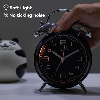 FLOITTUY Loud Alarm for Deep Sleepers 4'' Twin Bell Alarm Clock with Backlight for Bedroom and Home Decoration(Green)