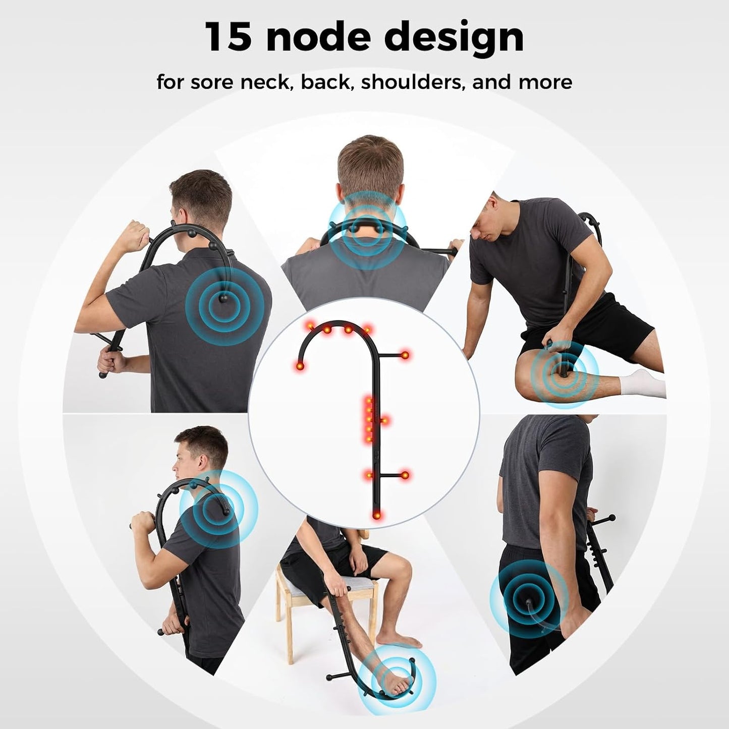 Detachable Trigger Point Massage Cane, One-Click Disassembly Massage Hook for Back, Neck & Shoulder Pain Relief, Pressure Point Massage Tool for Muscle Recovery (J Hook)