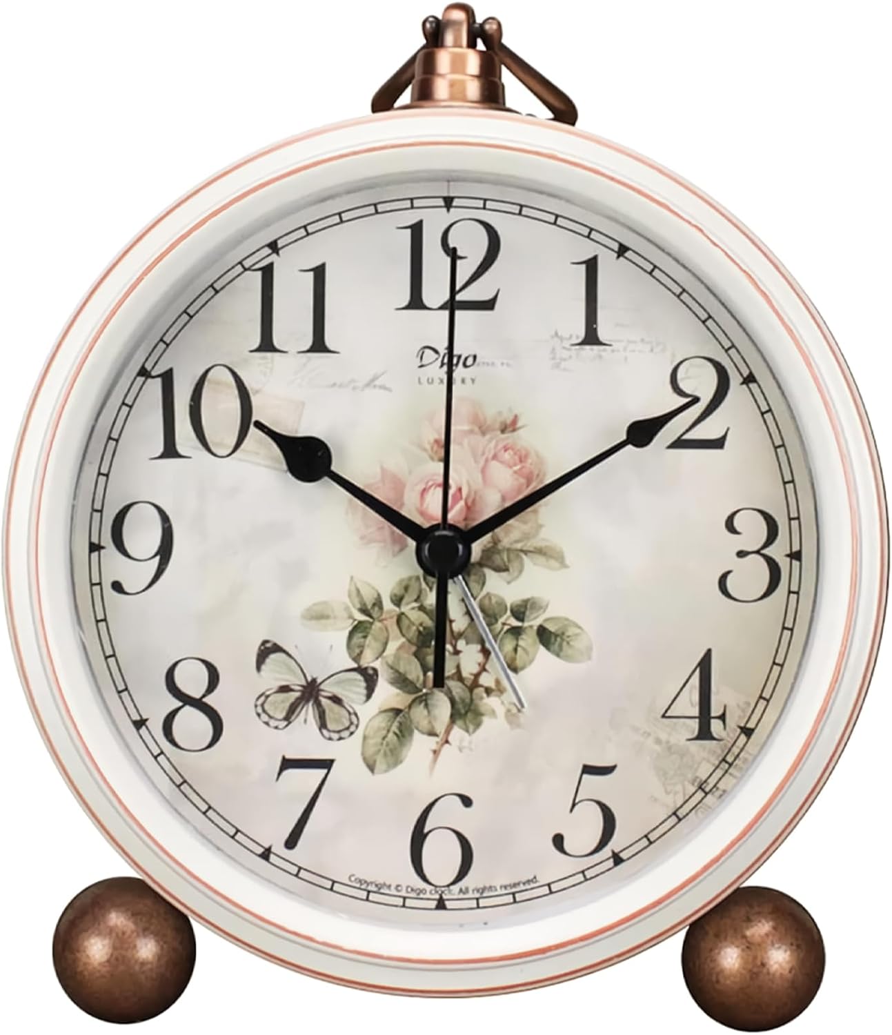 Maxspace 5.2in Analog Clock, Retro Silent Desk Clock Non-Ticking & Battery Operated with Quartz Movement,Clock Decor for Bedroom Living Room