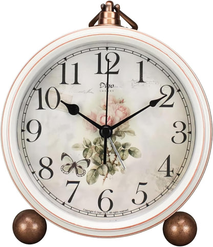 Maxspace 5.2in Analog Clock, Retro Silent Desk Clock Non-Ticking & Battery Operated with Quartz Movement,Clock Decor for Bedroom Living Room
