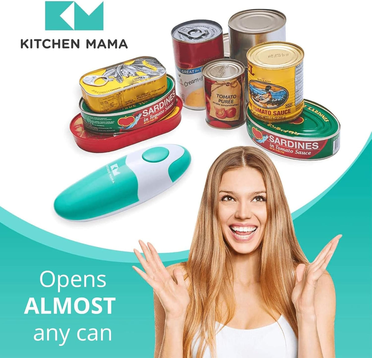 Kitchen Mama Auto Electric Can Opener, Teal