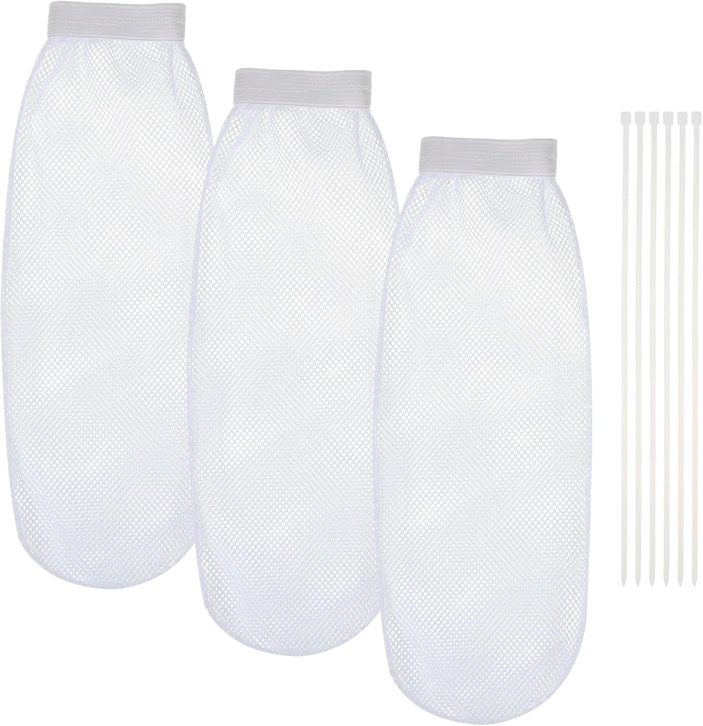 9 PCS Washer Lint Catcher, Include 3 Washing Machine Lint Catcher and 6 Cable Ties Elastic Washer Drain Lints Catchers for Washing Machine Hose Linting Filtration, White