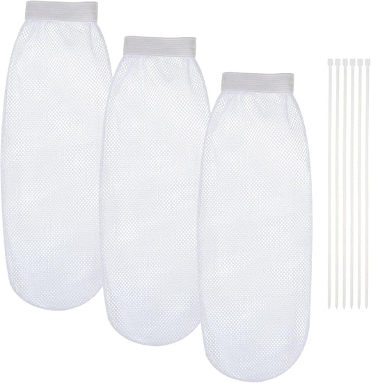 9 PCS Washer Lint Catcher, Include 3 Washing Machine Lint Catcher and 6 Cable Ties Elastic Washer Drain Lints Catchers for Washing Machine Hose Linting Filtration, White