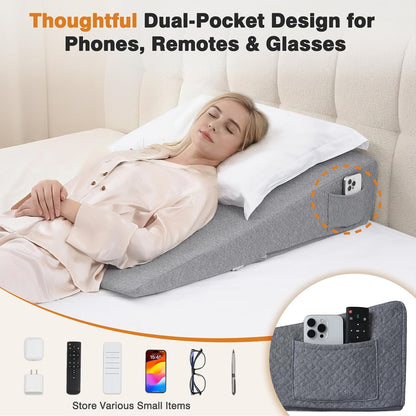 Vekkia 34" Extra-Long Wedge Pillow,7.5" Bed Wedge Pillow for Sleeping,White