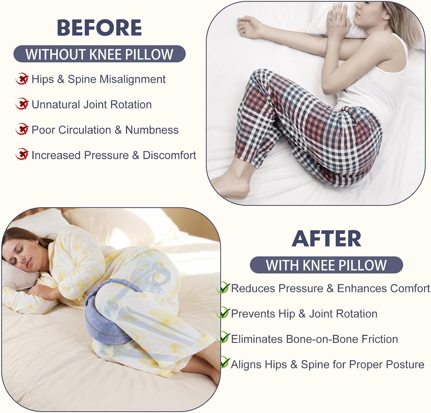 Revoget Alignment Pillow for Side Sleepers, Relieve Leg Pain & Sciatica 2026 New Knee Pillow for Side Sleepers, Hips Buttocks Back Sciatica Relief Pillow with Adjustable Strap (Star Blue)