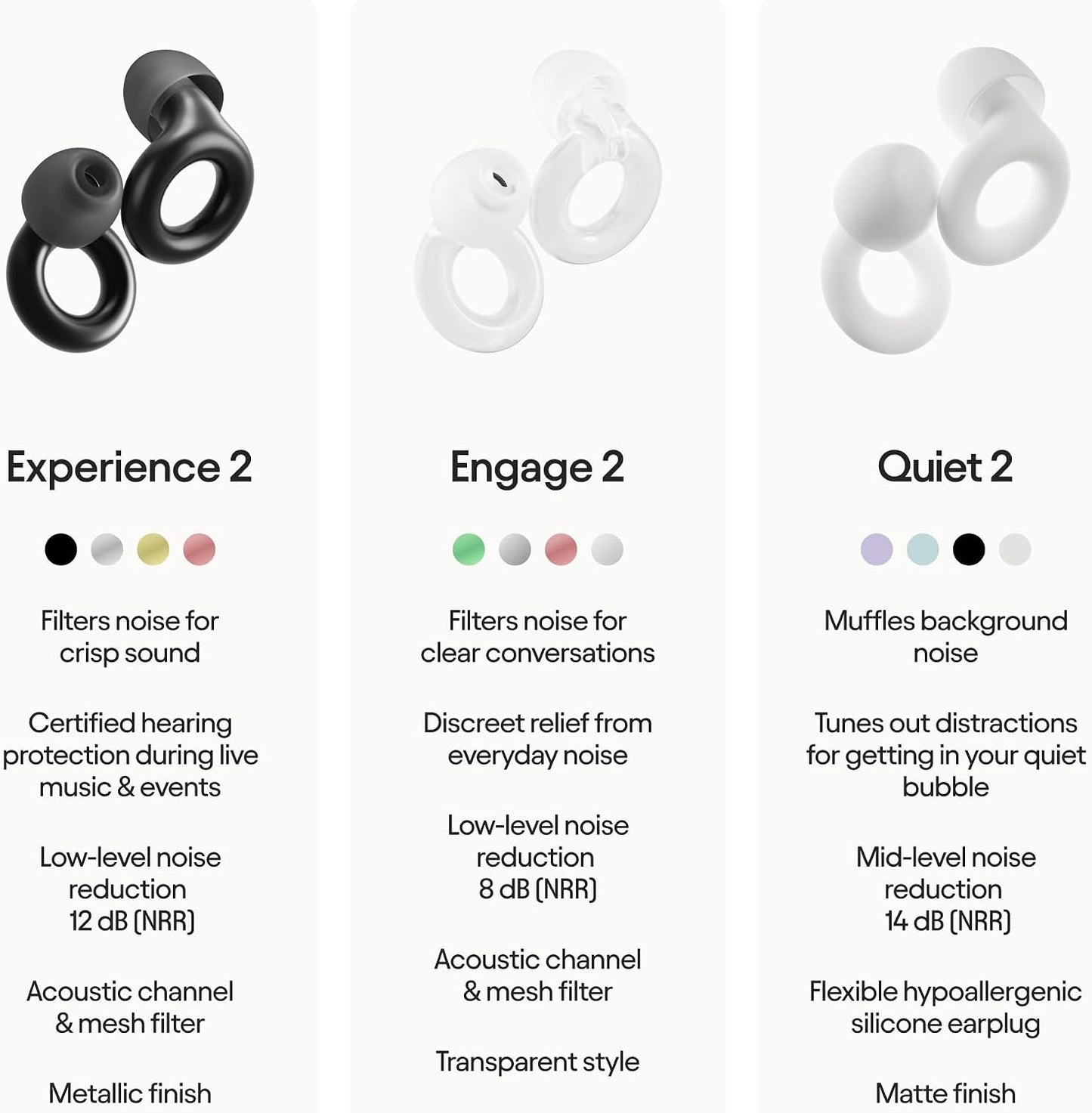 Loop Experience 2 Ear Plugs - Stylish Certified Hearing Protection | 17dB SNR noise reduction (high-fidelity). For concerts, festivals, live events, musicians, sports, DJs & nightlife