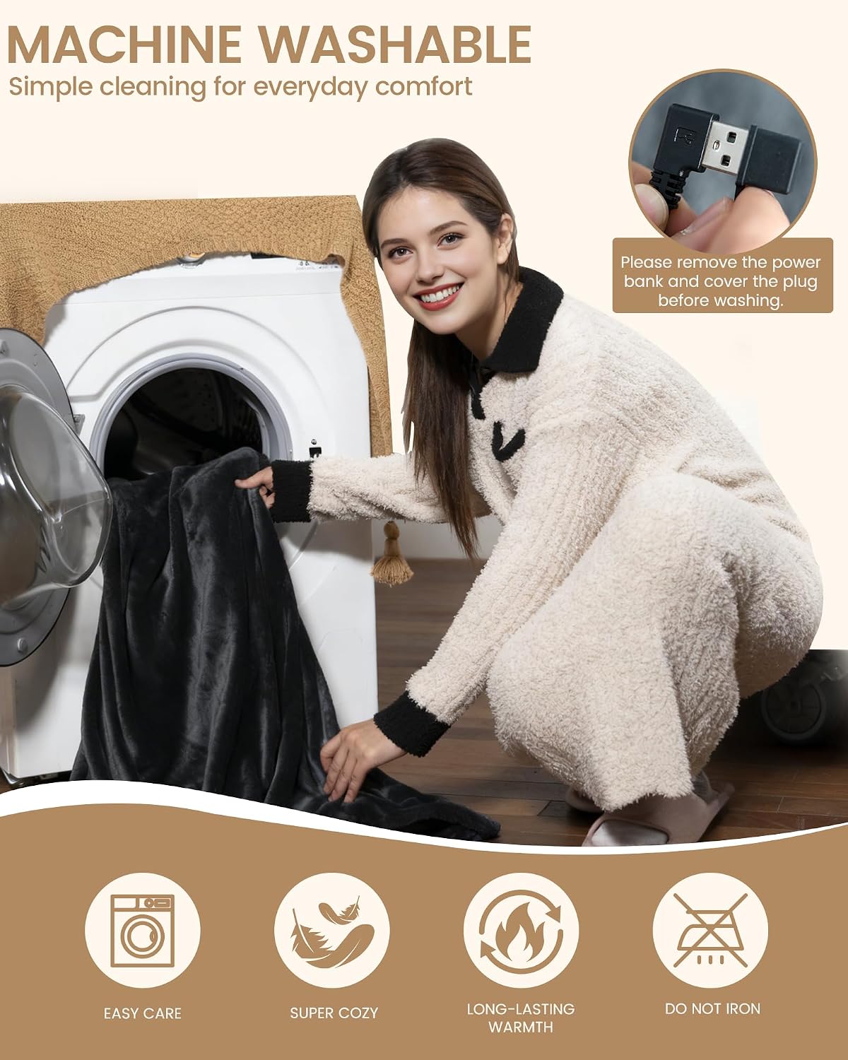 Cordless Heated Blanket with Hood, Rechargeable Wearable Heated Blanket Battery Powered with lasting Battery, Portable Heated Throw Blanket with 9 Heating Zones & 3 Levels, Camping，Warm Shadow Gray