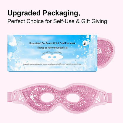Cooling Gel Eye Mask with Eye Holes, 2 PCS Cold Eye Packs for Puffiness & Swelling, Reusable Hot Cold Compress Heat Ice Gel Pack, Purple and Pink