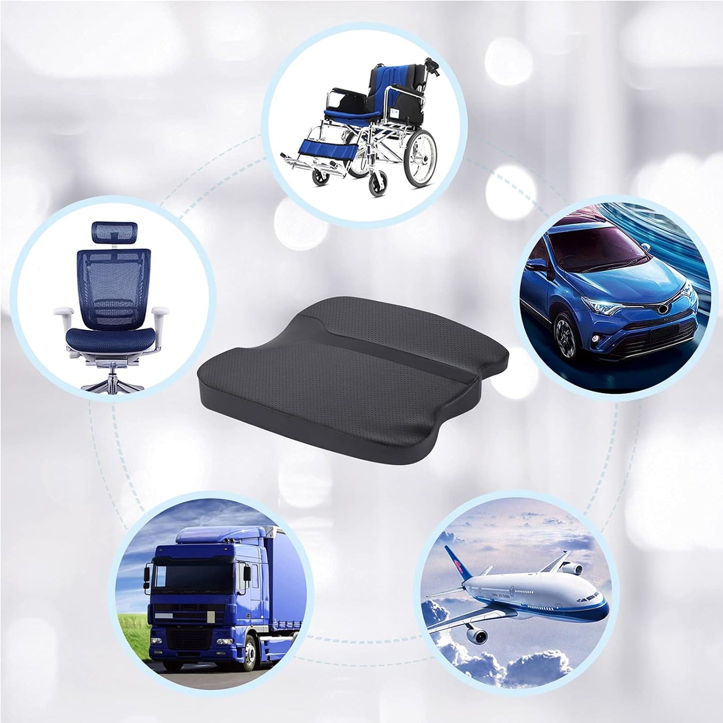 Car Seat Cushion - Comfort Memory Foam Seat Cushion for Car Seat Driver, Tailbone (Coccyx) Pain Relief, Car Seat Cushions for Driving (Gray)