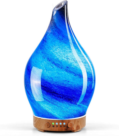 Porseme Oil Diffuser 3D Glass Aromatherapy Ultrasonic Humidifier, Air Refresh Auto Shut-Off, Timer Setting, BPA Free for Home Hotel Yoga Leisure SPA Gift 150ml Last 6H - Colors A