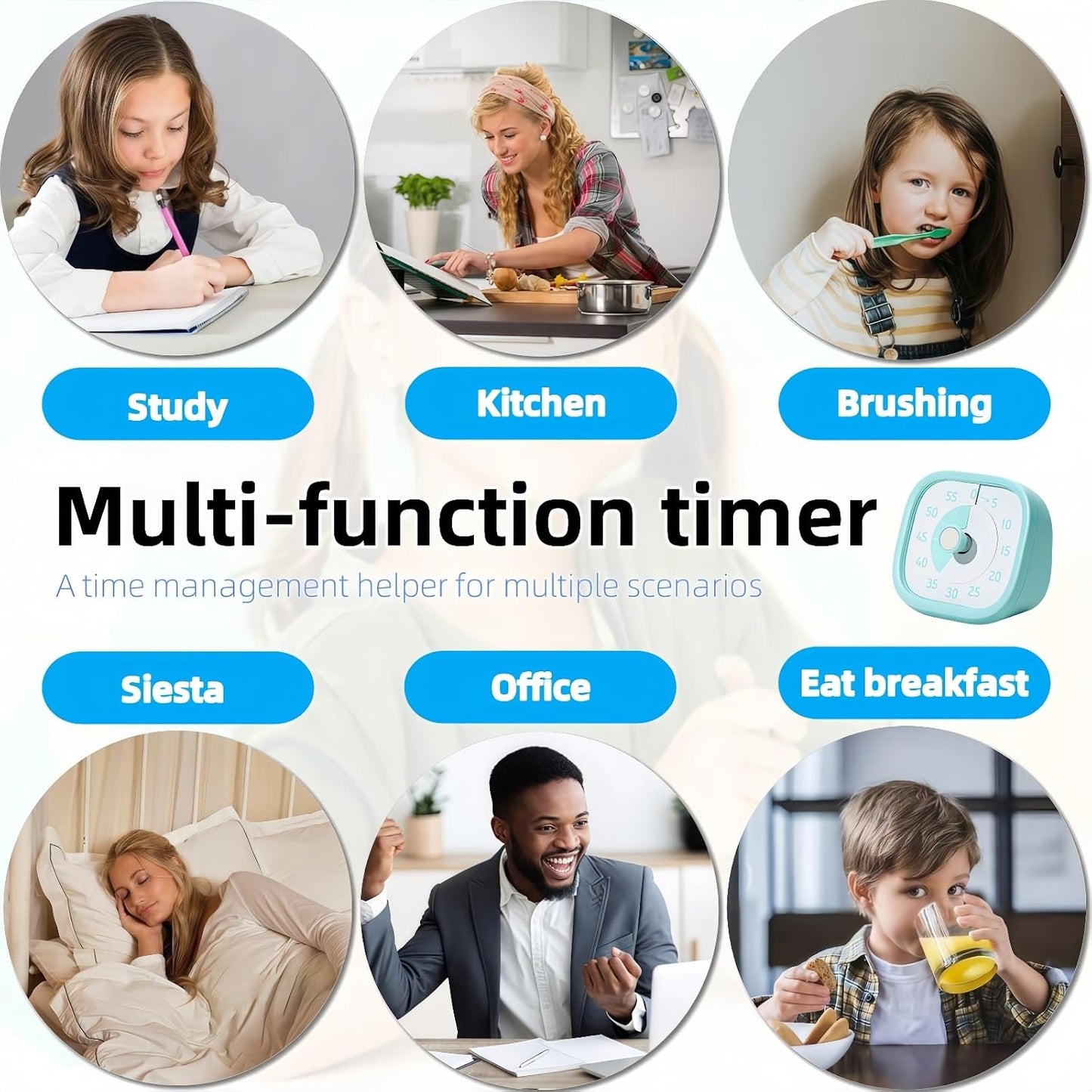 Visual Timer for Kids - 60 Minute Visual Kids Timer for Classroom Home Office, Countdown Timer for Cooking Teaching Working Meeting (Orange)