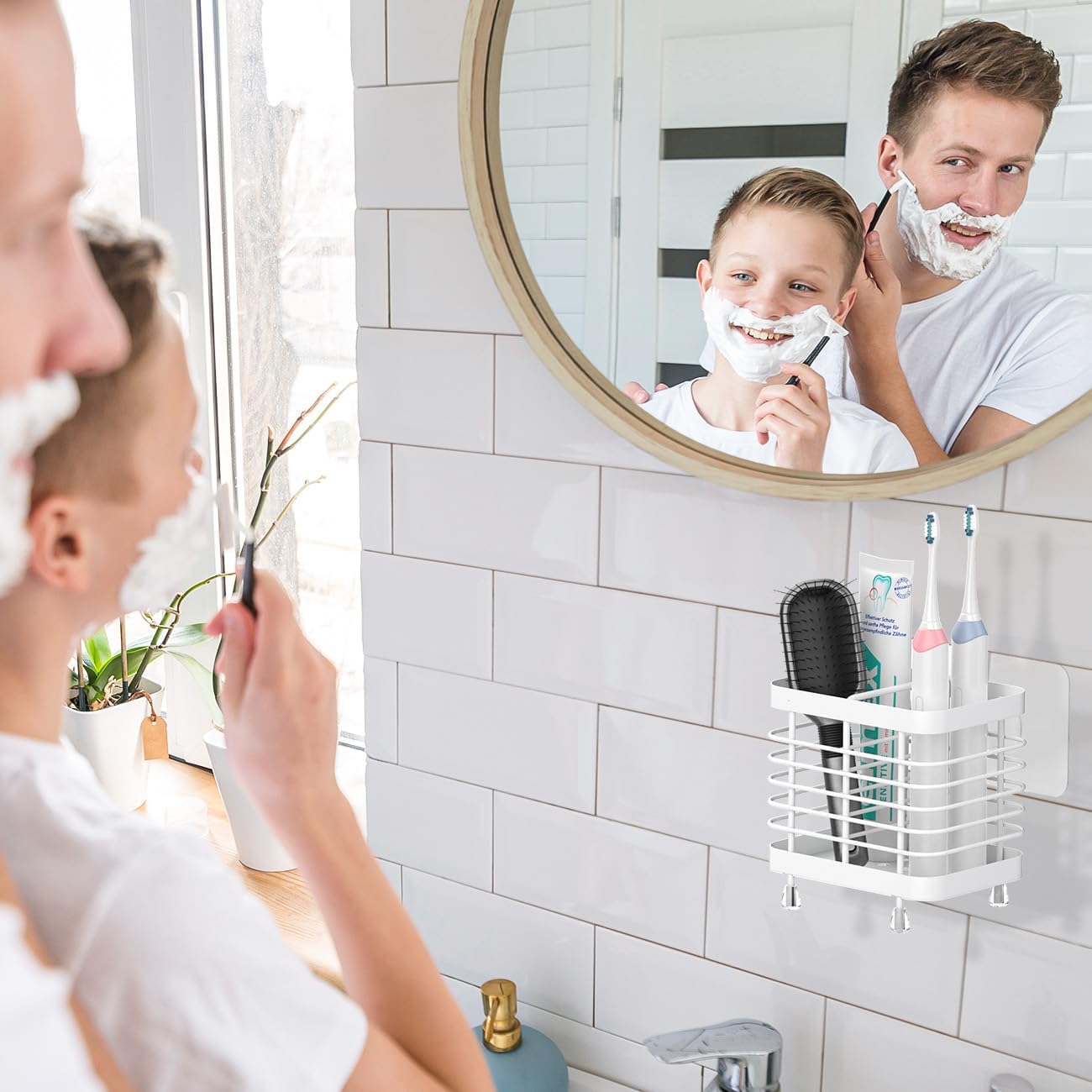 Luxspire Toothbrush Holders for Bathroom, Stainless Steel, 6 Slots, Black | Toothbrush Holders With Drainage, For Bathroom Countertop & Kitchen Sink, Bathroom Accessories