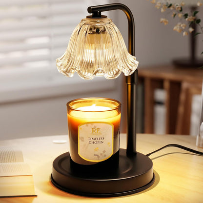 Flower Candle Warmer Lamp with Timer - Adjustable Height for Jar Candles
