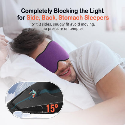 LitBear Sleep Mask for Side Sleeper Women Men, Eye Mask for Sleeping | Light Blocking 3D Contoured Sleeping Mask, Soft Breathable Sleep Eye Mask with Adjustable Elastic Strap for Travel, Black