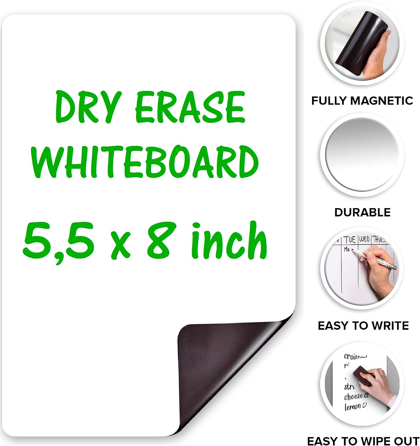 Dry Erase Small Magnetic to Do List White Board for Fridge A5 - Lined Dry Erase Todo List for Refrigerator - Daily Magnetic Planner - Mini Whiteboard Checklist - Magnet Task List White Board