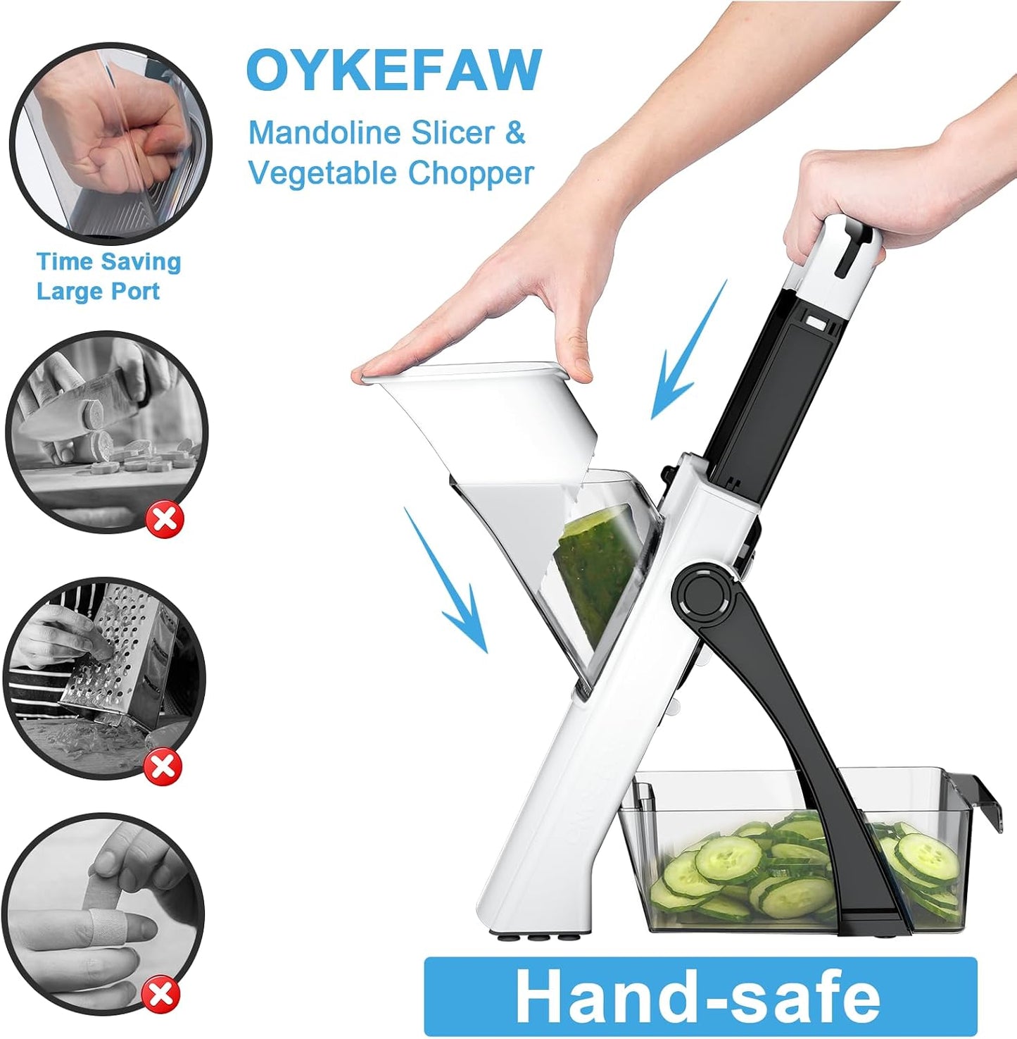 Safe Mandoline Slicer for Kitchen, Potato Slicer for Chips,Vegetable Cutter | Potato Slicer for Chips, 6 in 1 Vegetable slicer with Thickness Adjuster, Faster Kitchen Slicer for Meal Prep (Only Slice)
