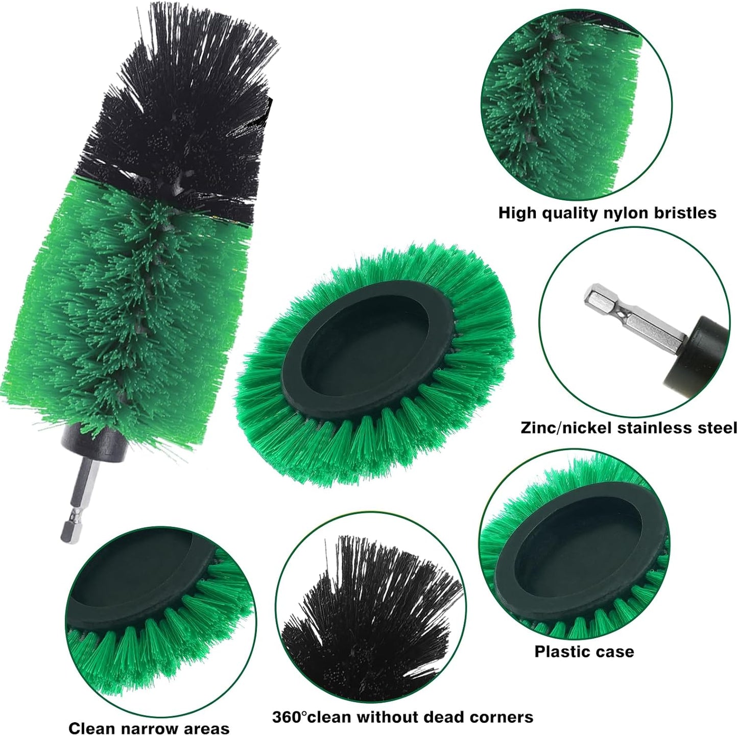 8 Pcs Drill Brush Attachment Set - Power Scrub Brush Kit | Brush Drill with Extend Long Attachmen - All Purpose Household Cleaning Brushes for Car, Grout, Floor, Tub, Bathroom