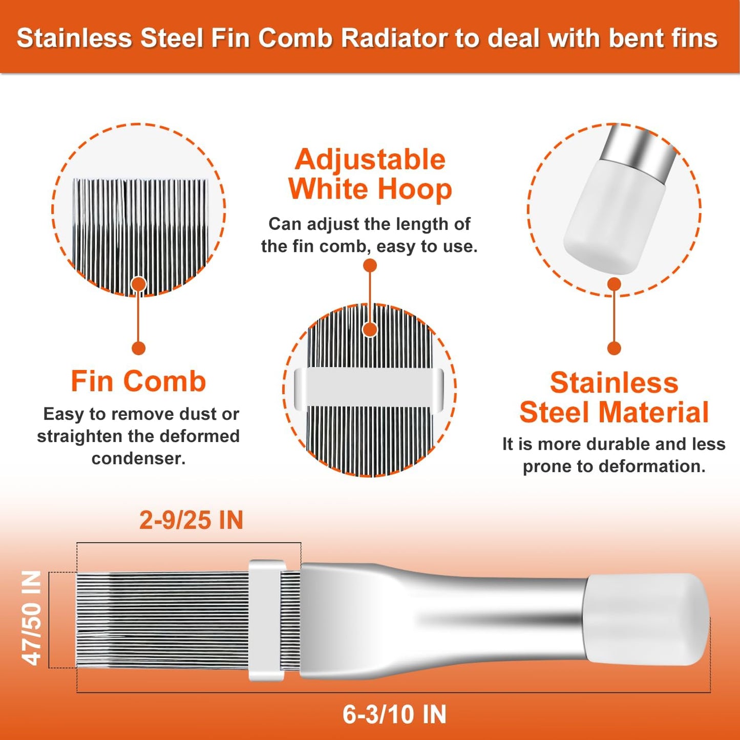 Cenipar 2PCS Air Conditioner Condenser Fin Comb Set Include FCR6 Fin Comb and Stainless Radiator Fin Comb Compatible with Air Conditioner HVAC Fin Comb Straightener