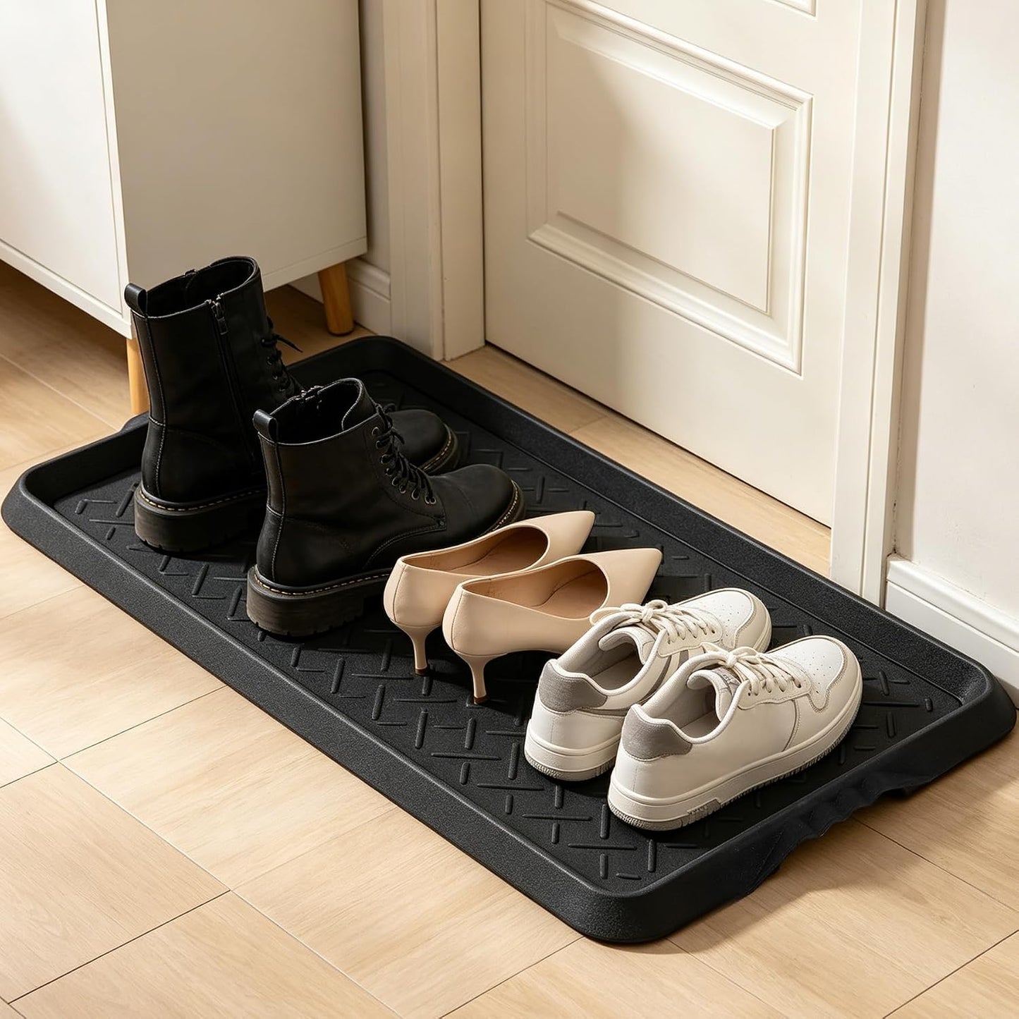 Rubber Boot Trays Heavy Duty, Waterproof Shoe Mat for Entryway Indoor | 16" x 27.9", Multi-Purpose Shoe Tray with Raised Edge, Slip Resistant Boot Mat for Shoe Organizer Indoor or Outdoor Pet Use
