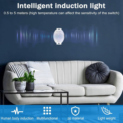 PIR Infrared Motion Sensor Detector DC5-24V Auto on Off Switch Home LED Light Body PIR Motion Sensor Lamp(White)