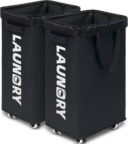 Goodpick 75L Laundry Basket with Wheels & Removable Wash Bag for Dorm | Rolling Laundry Basket with Handles for Dirty Clothes, Fodable Hamper for Laundry Room, Dorm Room Essentials, Grey