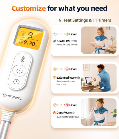 Comfytemp Heating Pad for Neck Shoulders Back, 2.6 Ib Weighted Heating Pad
