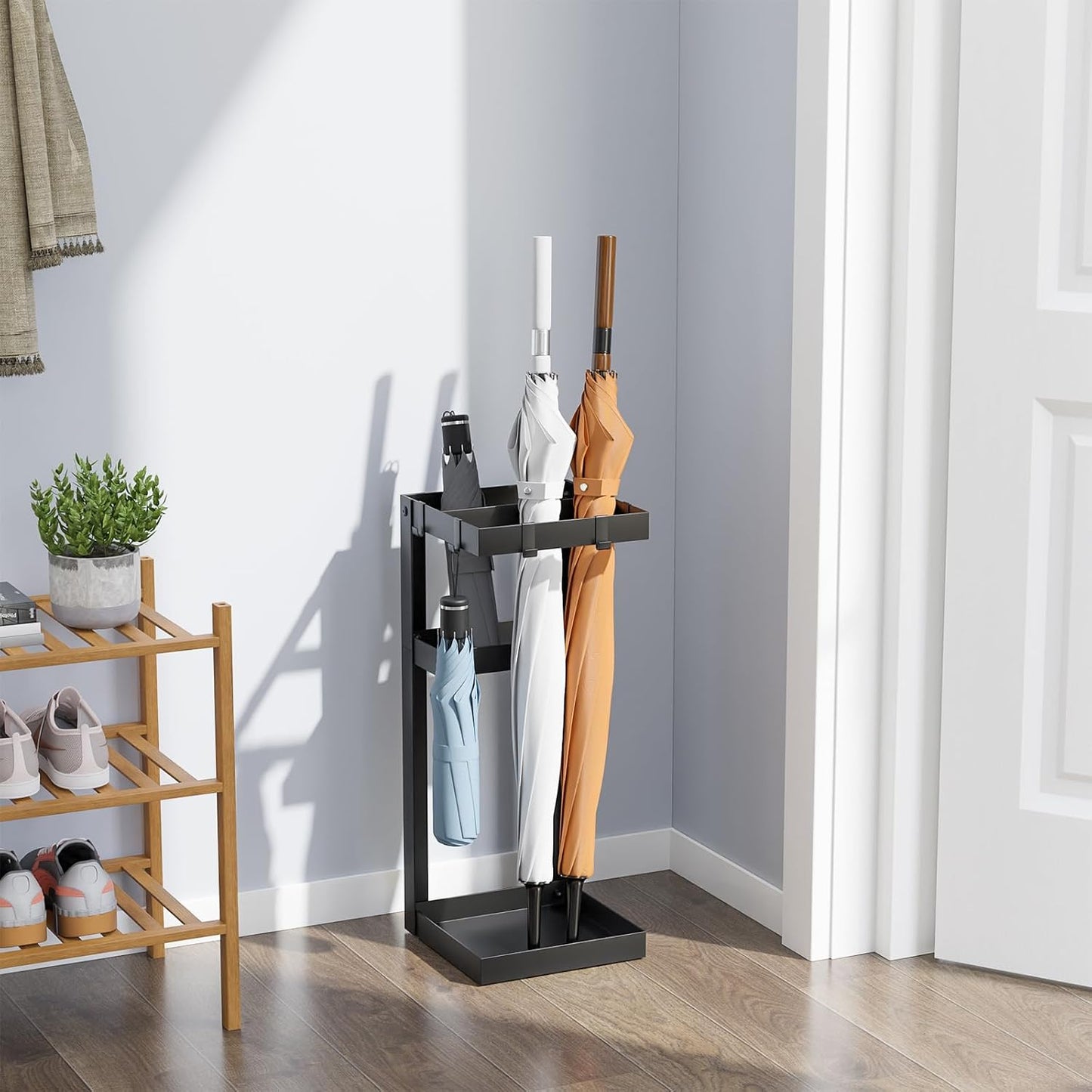 Metal Umbrella Stand for Stick & Travel Umbrellas | Free Standing