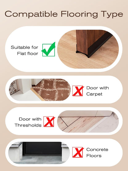SUNMON Silicone Door Draft Stopper, 39in Upgraded Door Slide-On Under Door Seal Blocker, Under Door Sweep Weather Stripping（White）