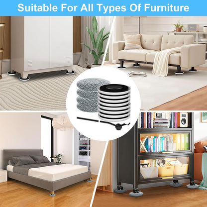 New Upgrade Furniture Sliders: Multi-Surface 3-in-1 Furniture Movers Slider | Heavy Moving Pads with 8PCS 4.3" Carpet Sliders + 4PCS Hard Floor Socks + 1 Lifter - Protect Floor and Easily Move Furniture