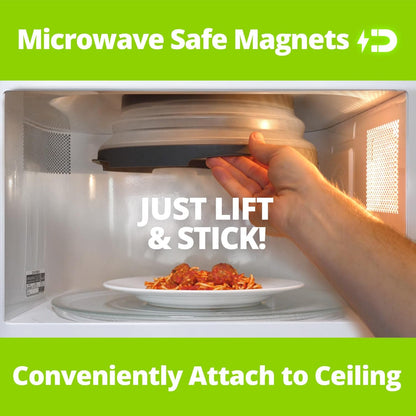 HOVER COVER Magnetic Microwave Splatter Cover 12" Collapsible - 2 pack Gray | High Power, Stronger Magnetic Grip, BPA-Free Lid, Vented Plate Guard with Steam Vents, Dishwasher Safe, Space-Saving Storage