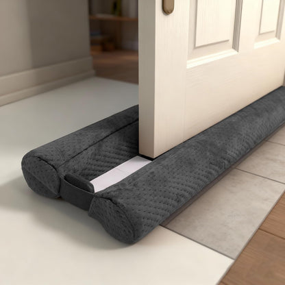 Under Door Draft Stopper, Draft Stopper for Bottom of Door, Adjustable 30-36 Inch Door Draft Blocker, Under Door Gap Filler, Easy Install Door Seal, Helps Reduce Drafts, Noise and Heat Loss Black