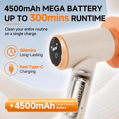 Electric Spin Scrubber,Cordless Shower Scrubber,Dual Speed | 6 Replaceable Brush Heads,Large Capacity Battery,4 Section Adjustable Handle,Cleaning Brush for Bathroom Shower Bathtub