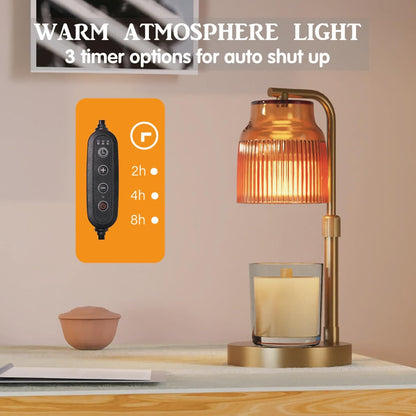 Candle Warmer Lamp with Timer Dimmer,Adjustable Height with 2 Bulbs,Birthday Gifts for Women,for Jar Candles Home Decor,Black