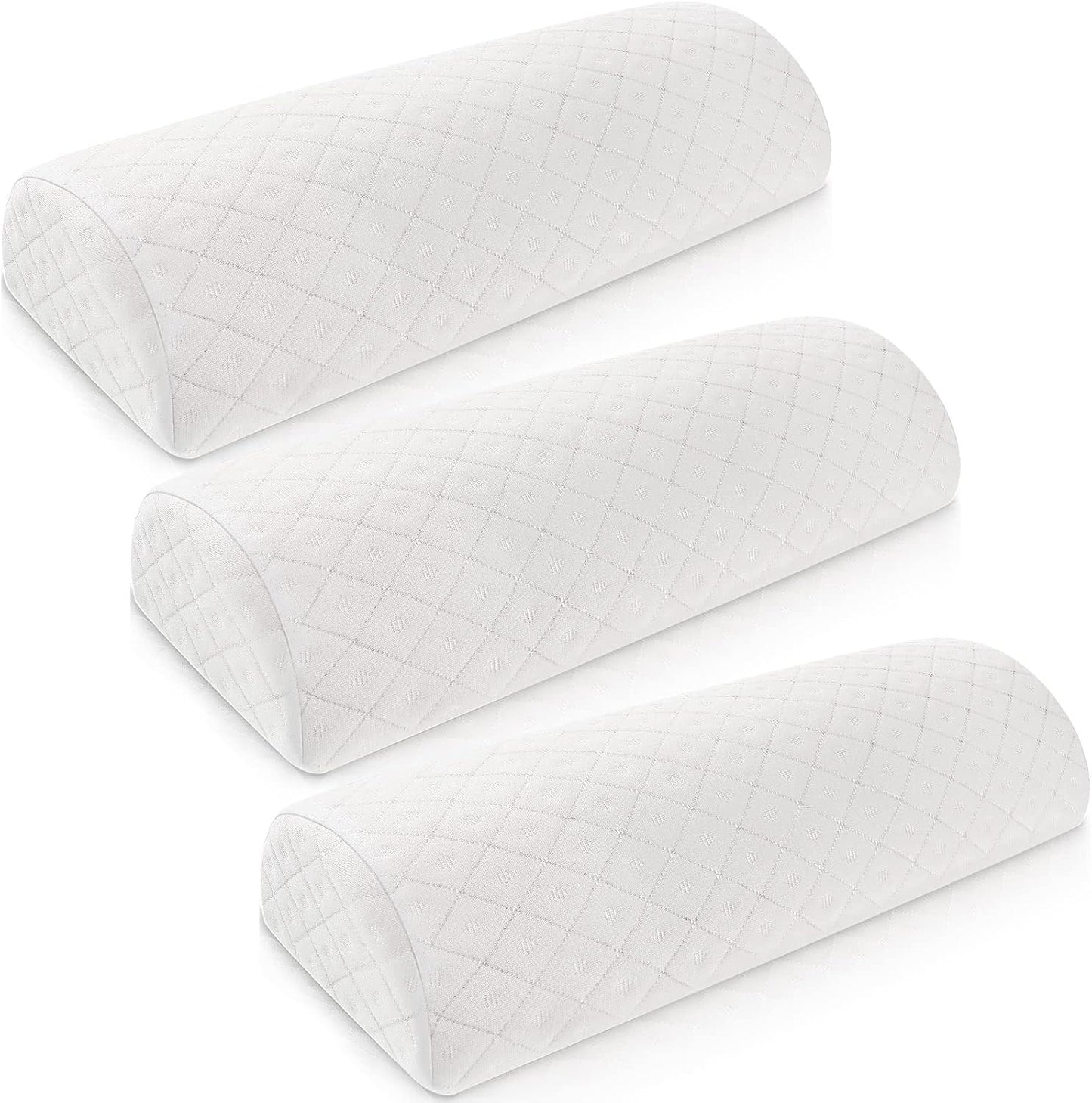 Maitys 3 Pcs Half Moon Bolster Pillow for Legs Memory Foam Leg Pillows for Sleeping Knee Neck Lumbar Support Back and Head Semi Roll for Ankle, Foot Comfort, Pregnant, Recovery, Washable Cover