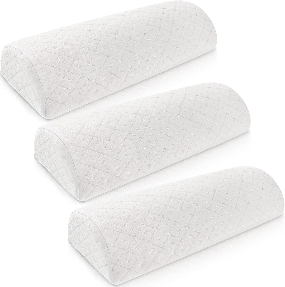 Maitys 3 Pcs Half Moon Bolster Pillow for Legs Memory Foam Leg Pillows for Sleeping Knee Neck Lumbar Support Back and Head Semi Roll for Ankle, Foot Comfort, Pregnant, Recovery, Washable Cover