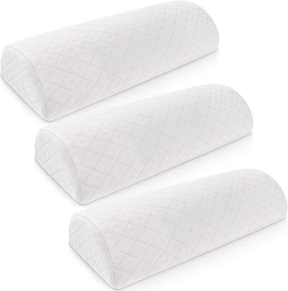 Maitys 3 Pcs Half Moon Bolster Pillow for Legs Memory Foam Leg Pillows for Sleeping Knee Neck Lumbar Support Back and Head Semi Roll for Ankle, Foot Comfort, Pregnant, Recovery, Washable Cover