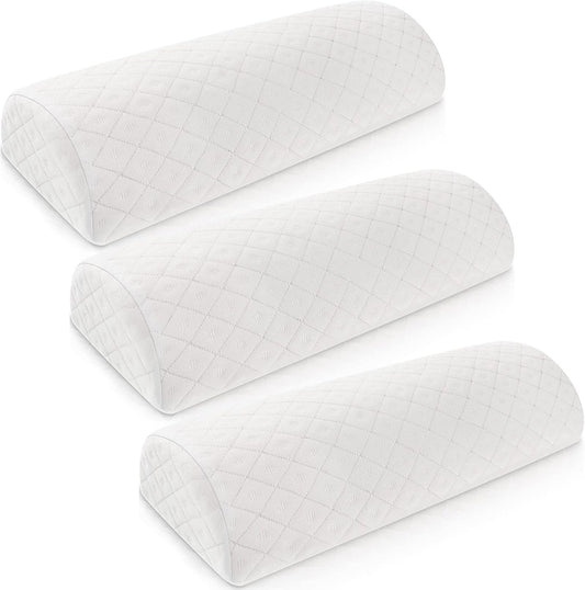 Maitys 3 Pcs Half Moon Bolster Pillow for Legs Memory Foam Leg Pillows for Sleeping Knee Neck Lumbar Support Back and Head Semi Roll for Ankle, Foot Comfort, Pregnant, Recovery, Washable Cover