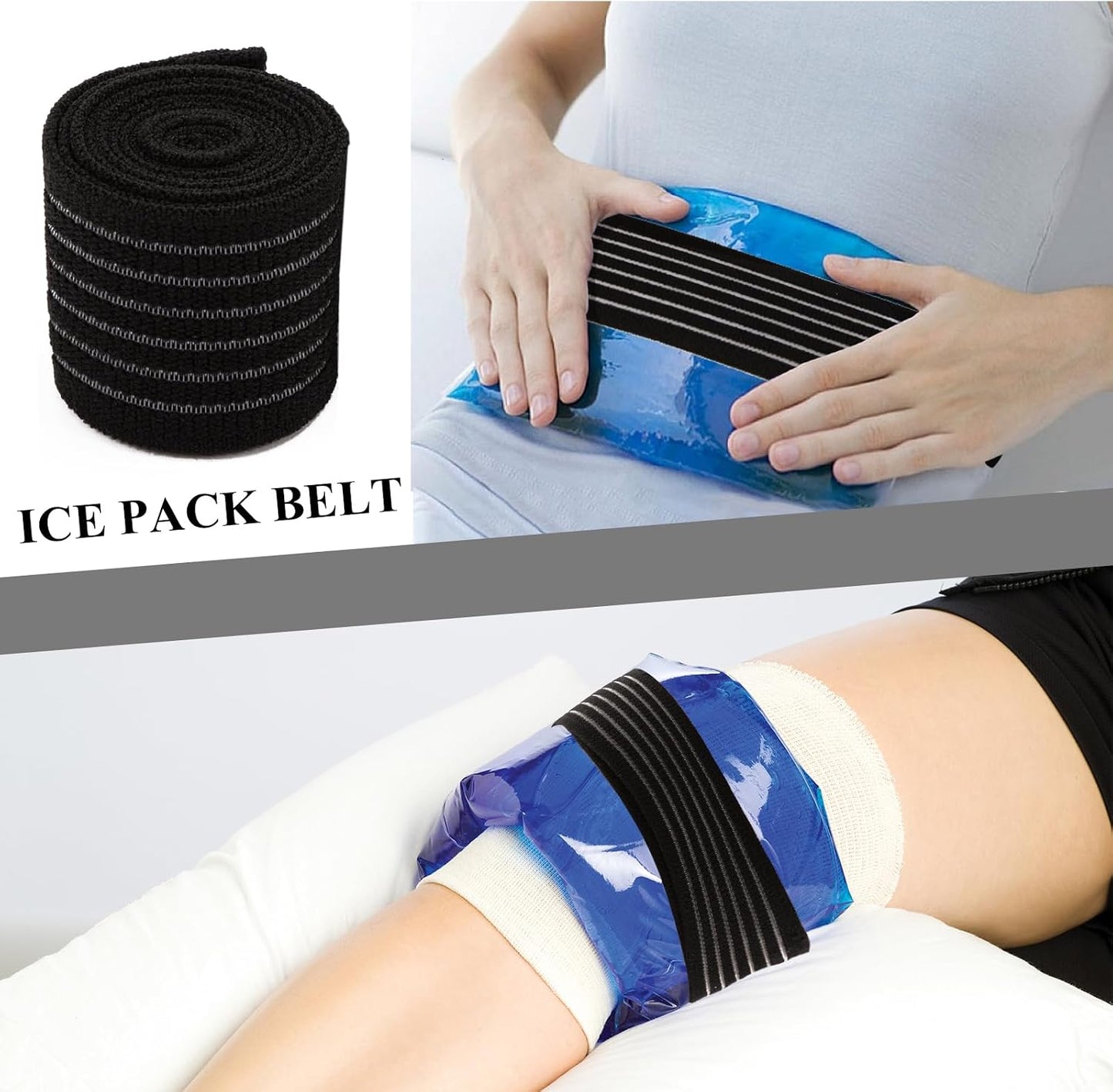 4Pack Elastic Ice Pack Straps,35.5" x 2" Reusable Fastening Bands | Soft and Comfortable, Adjustable Extension Straps,Cold and Hot Therapy,Ideal for Elbow,Thigh,Calf,Waist,Knee,Ankle,Shoulder
