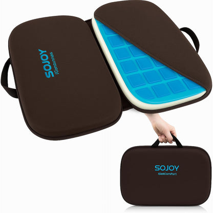 Sojoy iGelComfort 3 in 1 Foldable Gel Seat Cushion Featured with Memory Foam (A Must-Have Travel Cushion! Smart, Easy Travel Cushion) (Size: 18.5“ x 15" x 2")