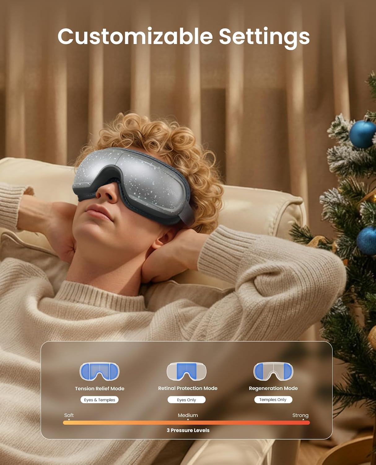 RENPHO Eyeris 3 Eye Massager with Heat and Cooling, Massaging Eye Mask | Voice Control, Vibration & Compression Massager for Dry Eyes & Head Tension, FSA Eligible HSA, Gifts for Women & Men