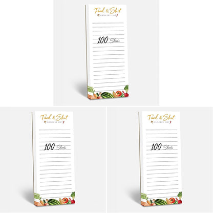 Hebayy 100 Pages Food&Shit Magnetic Back Funny Grocery List Planner Note Pad To Do List for Fridge Locker (3" x 8")