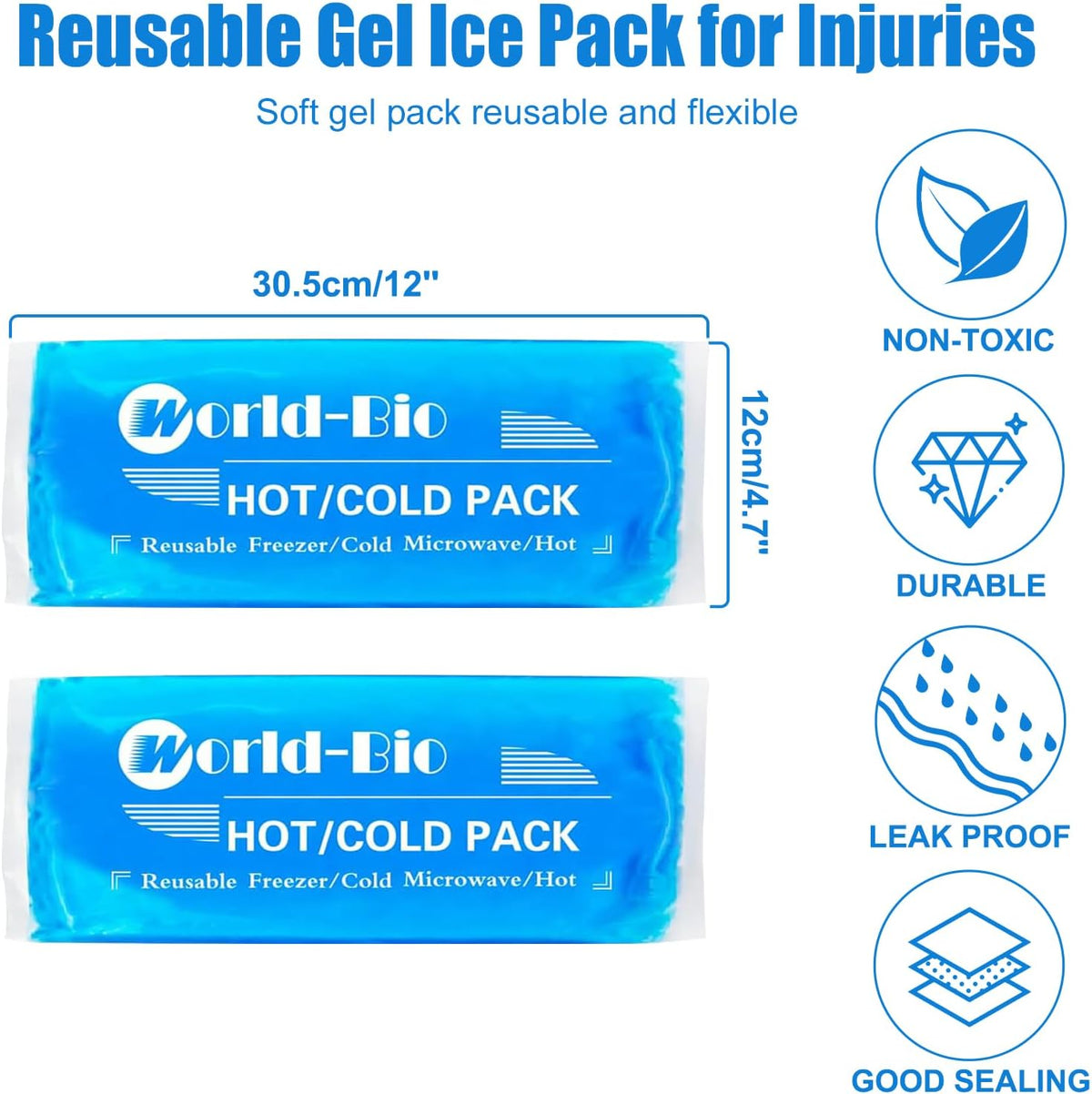 Ice Packs for Injuries Reusable Gel - Hot Cold Gel Ice Pack for Injury, Pain Relief, Rehabilitation - Flexible Ice Packs for Knee, Shoulder, Back, Neck, Wrist - 4.7" x 12.2"