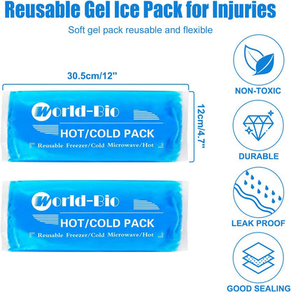 Ice Packs for Injuries Reusable Gel - Hot Cold Gel Ice Pack for Injury, Pain Relief, Rehabilitation - Flexible Ice Packs for Knee, Shoulder, Back, Neck, Wrist - 4.7" x 12.2"