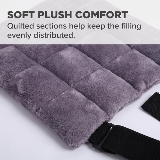 Multi-Functional Flax Seed Hot & Cold Therapy Wrap | 9-Grid Quilted Design · High-Elastic Strap | Microwave Heatable, No Power Needed | for Shoulder, Waist & Thigh | Gray