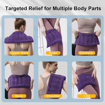 Microwave Heating Pad 16x7 inches Microwavable Heat Pack for Muscle Pain Relief Moist Rice Clay Bean Bag Pack Heat Therapy for Shoulders, Lower Back, Abdomen Cramps Hot Cold Compress Reusable 1.8 LBS